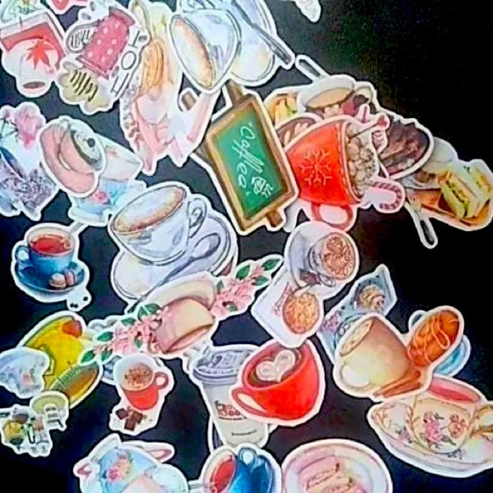 Coffee and Tea Cafe, Beautiful Tea Cups, 19 Deco Stickers - Picture 7 of 11